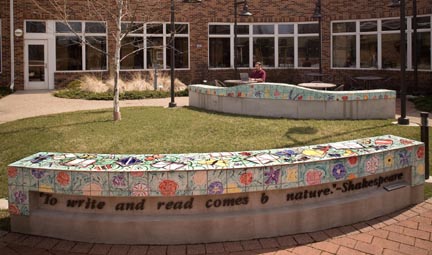 Library Reading Garden Ceramic Tile Benches by George Woideck of Artisan Architectural Ceramics